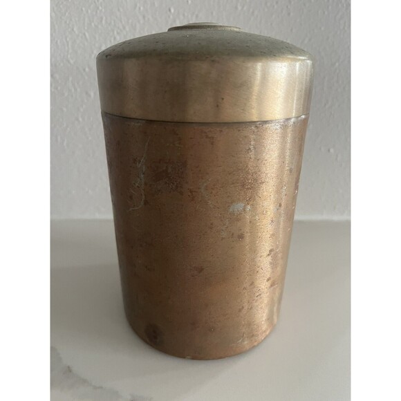Vintage Brass Copper Humidor Aztec Clay Cigar Humidifier Container - Picture 3 of 6